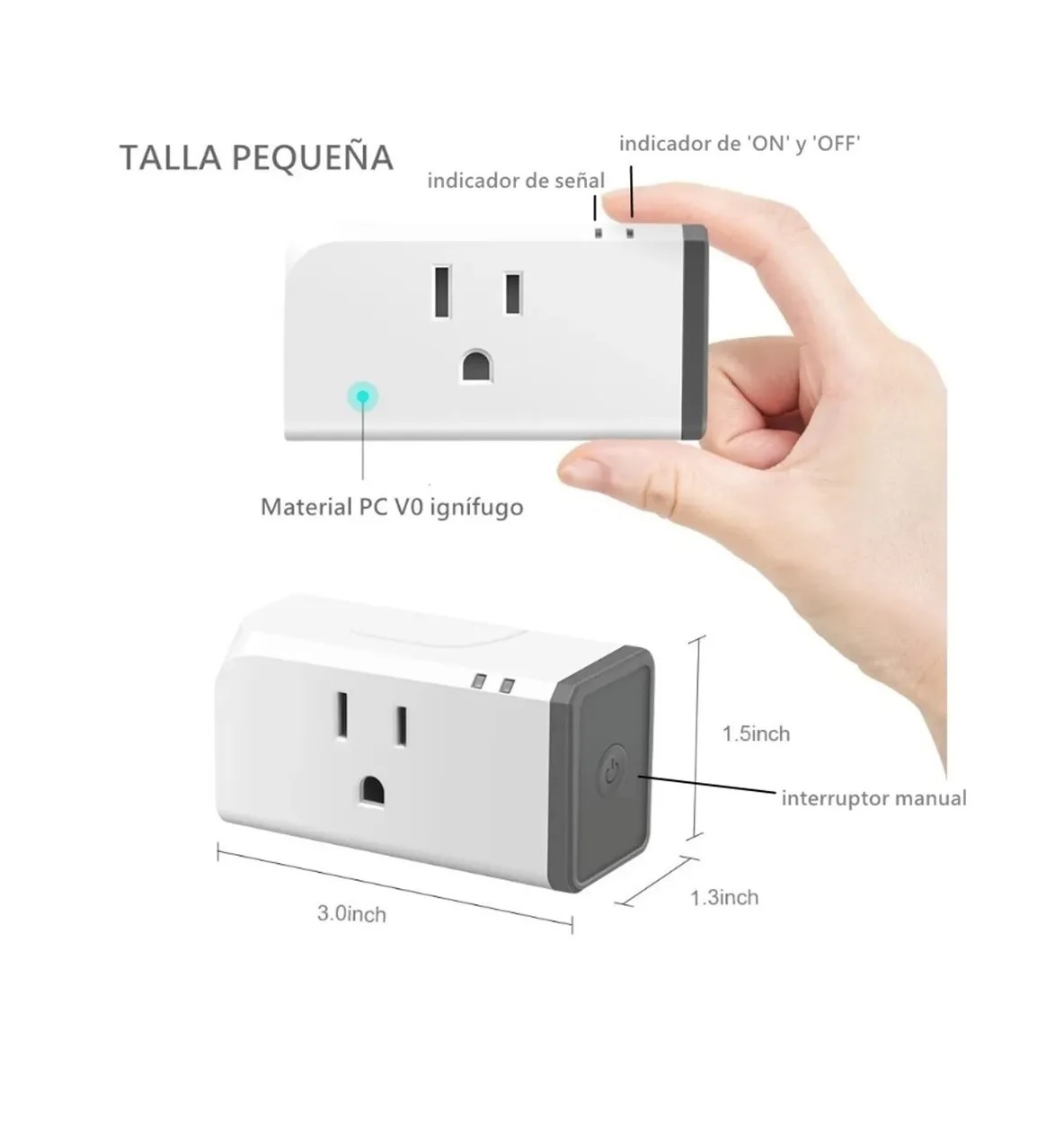 Enchufe Inteligente Wifi Control Voz 15a Contacto Blanco