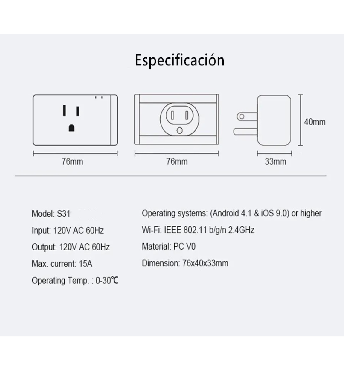 Enchufe Inteligente Wifi Control Voz 15a Contacto Blanco