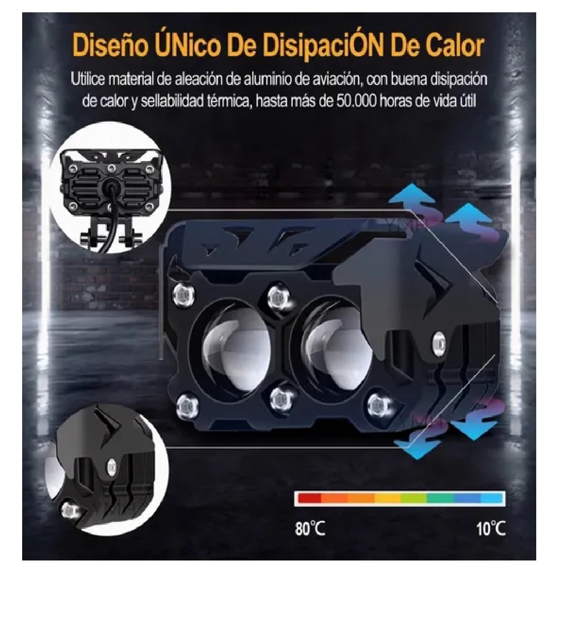 Set Faros Auxiliares Led De Niebla Luz 120w Para Auto Moto