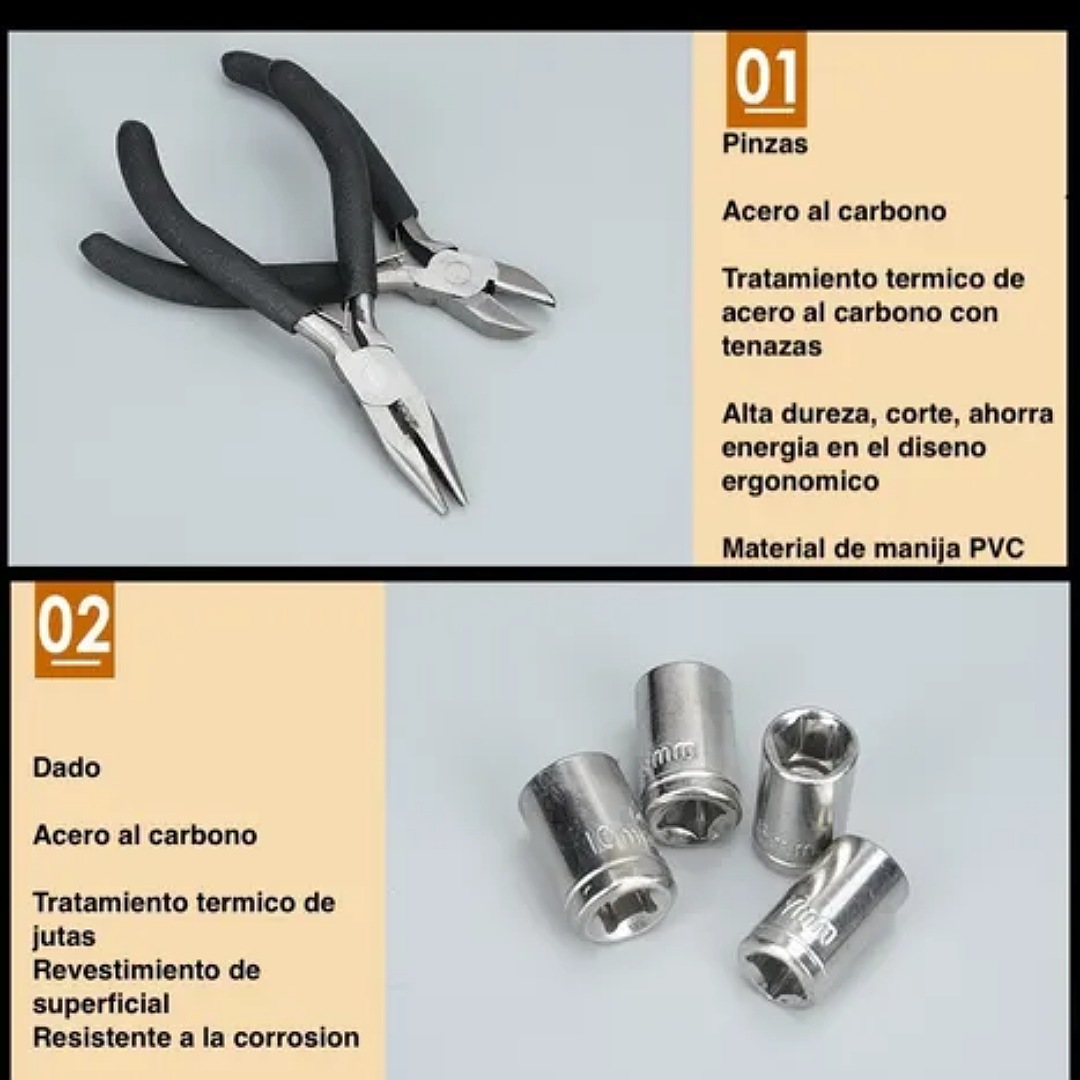 Juego De Herramientas Portátil 24 Pzs C/pinza Dado Estrella