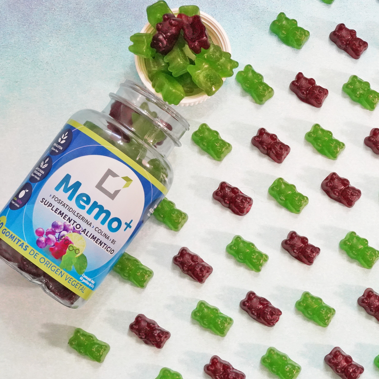 Memo+, 60 gomitas SIN AZÚCAR| con Fosfatidilserina y colina | SaludBox