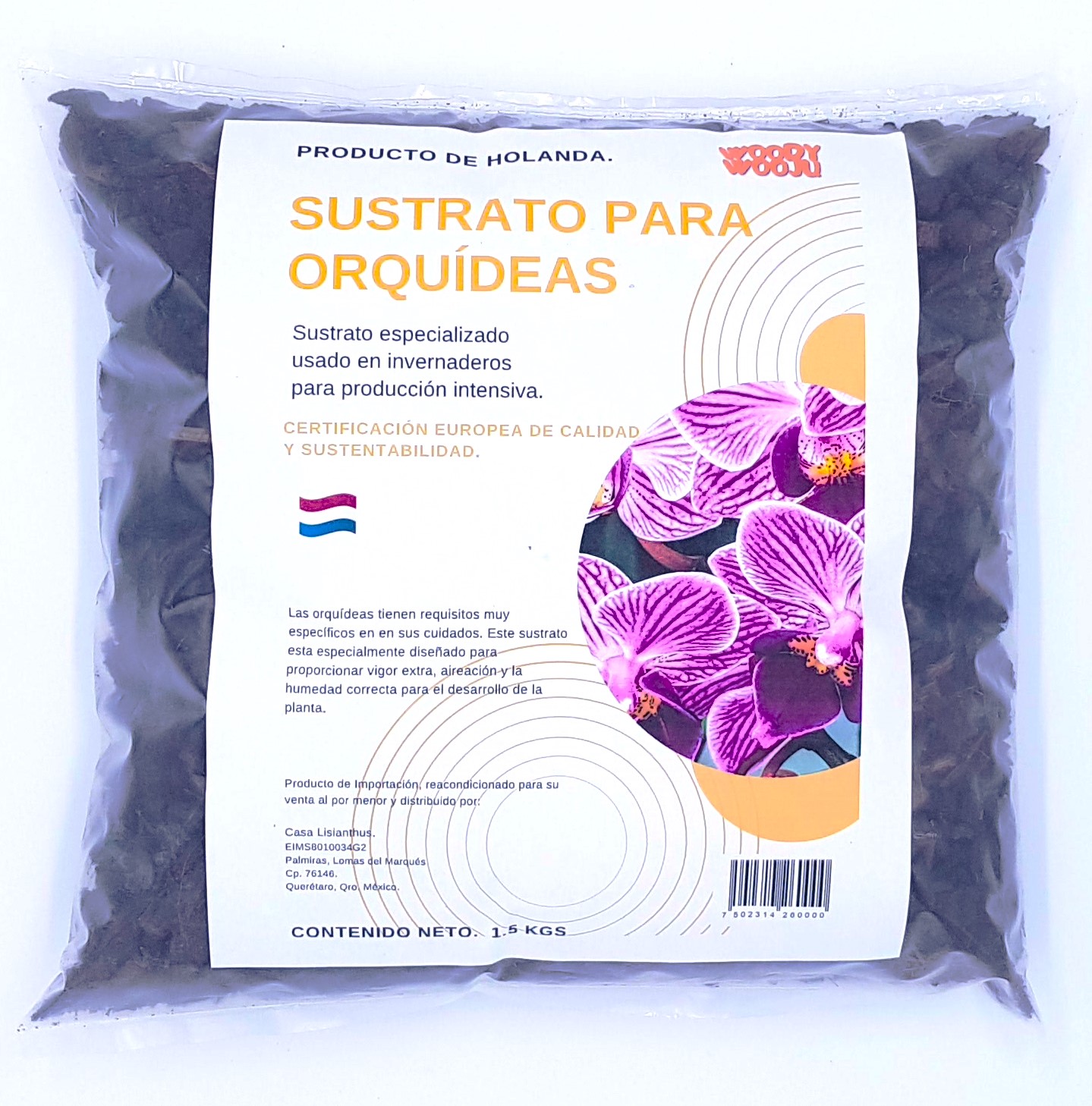 Sustrato para Orquídeas, Especializado, Producto de Holanda, Certificación de Calidad y de Sustentabilidad. Tierra Orquídeas. Cortezas de árboles. Sustrato Orquídeas