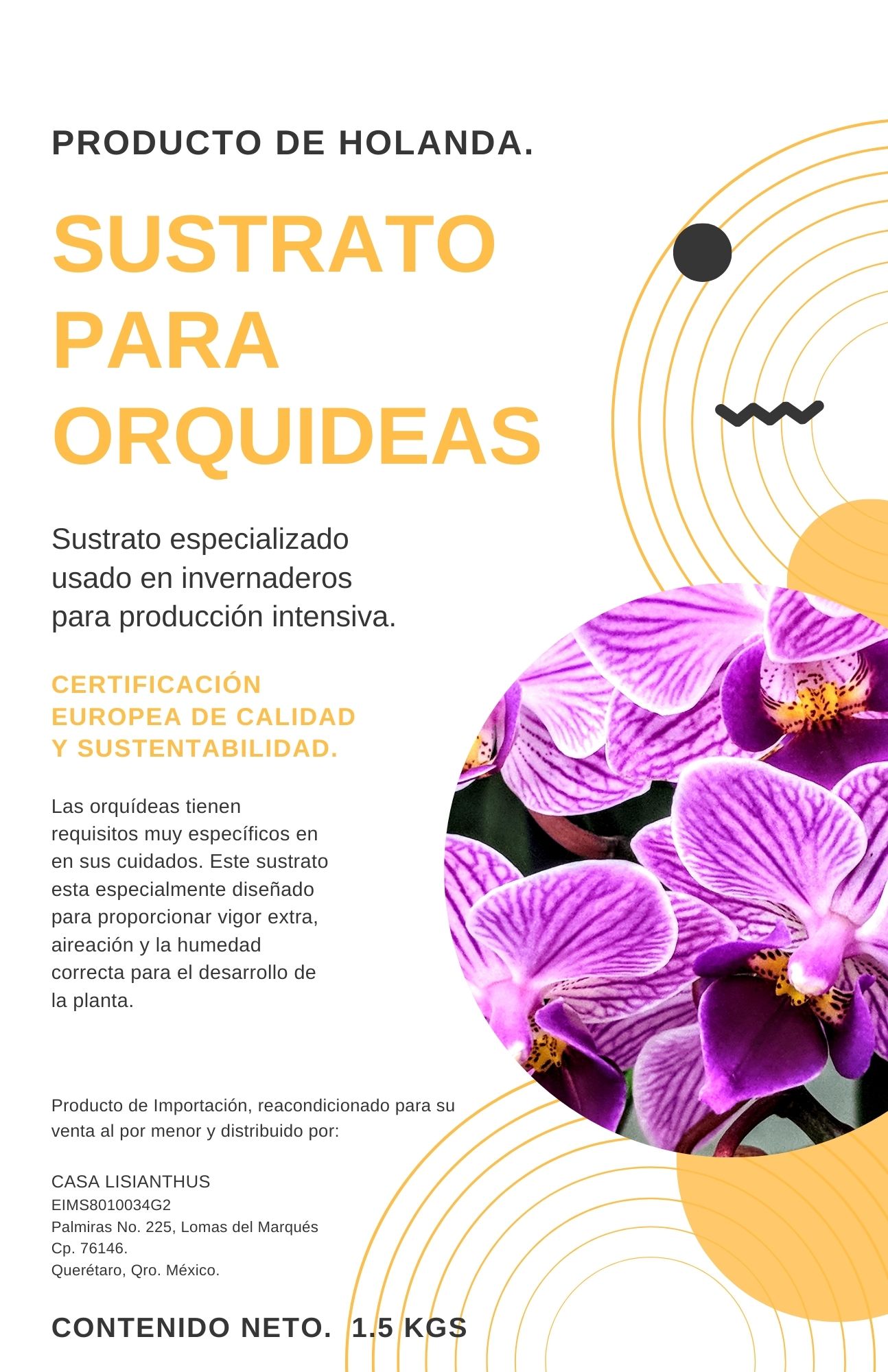 Sustrato para Orquídeas, Especializado, Producto de Holanda, Certificación de Calidad y de Sustentabilidad. Tierra Orquídeas. Cortezas de árboles. Sustrato Orquídeas