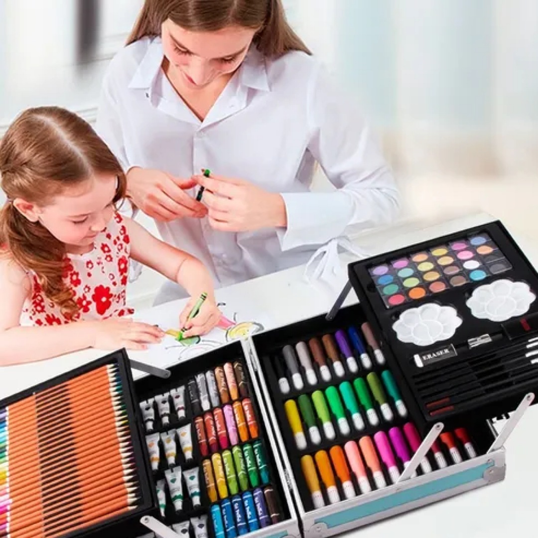 Kit De Lápices De Dibujo Marcadores Plumones Punta 145 Pcs