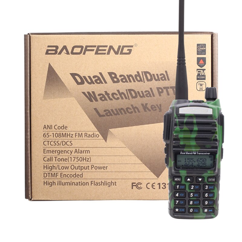 BAOFENG UV82 RADIO VHF/UHF 5W 128 CANALES LINTERNA LED CAMUFLAJE 