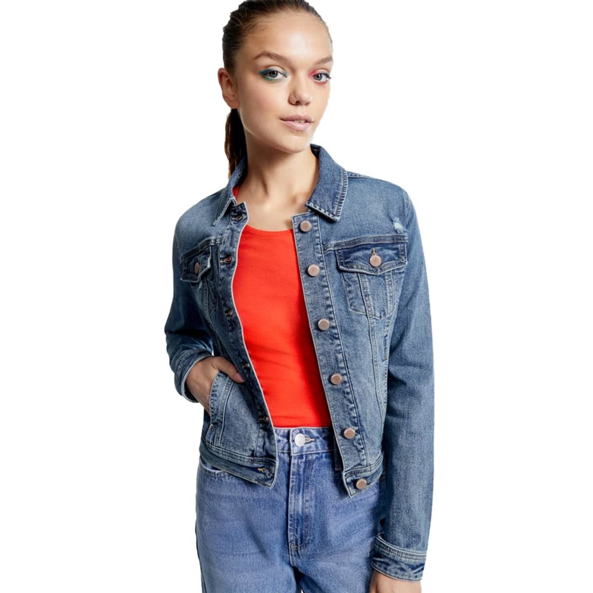 Chamarra Casual Mezclilla Clásica Holly Land color Azul para Mujer 1034962