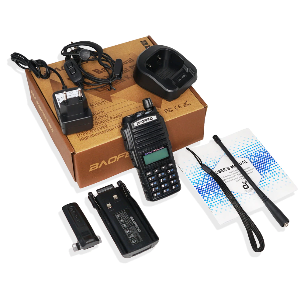 BAOFENG UV82 RADIO VHF/UHF 5W 128 CANALES LINTERNA LED NEGRO