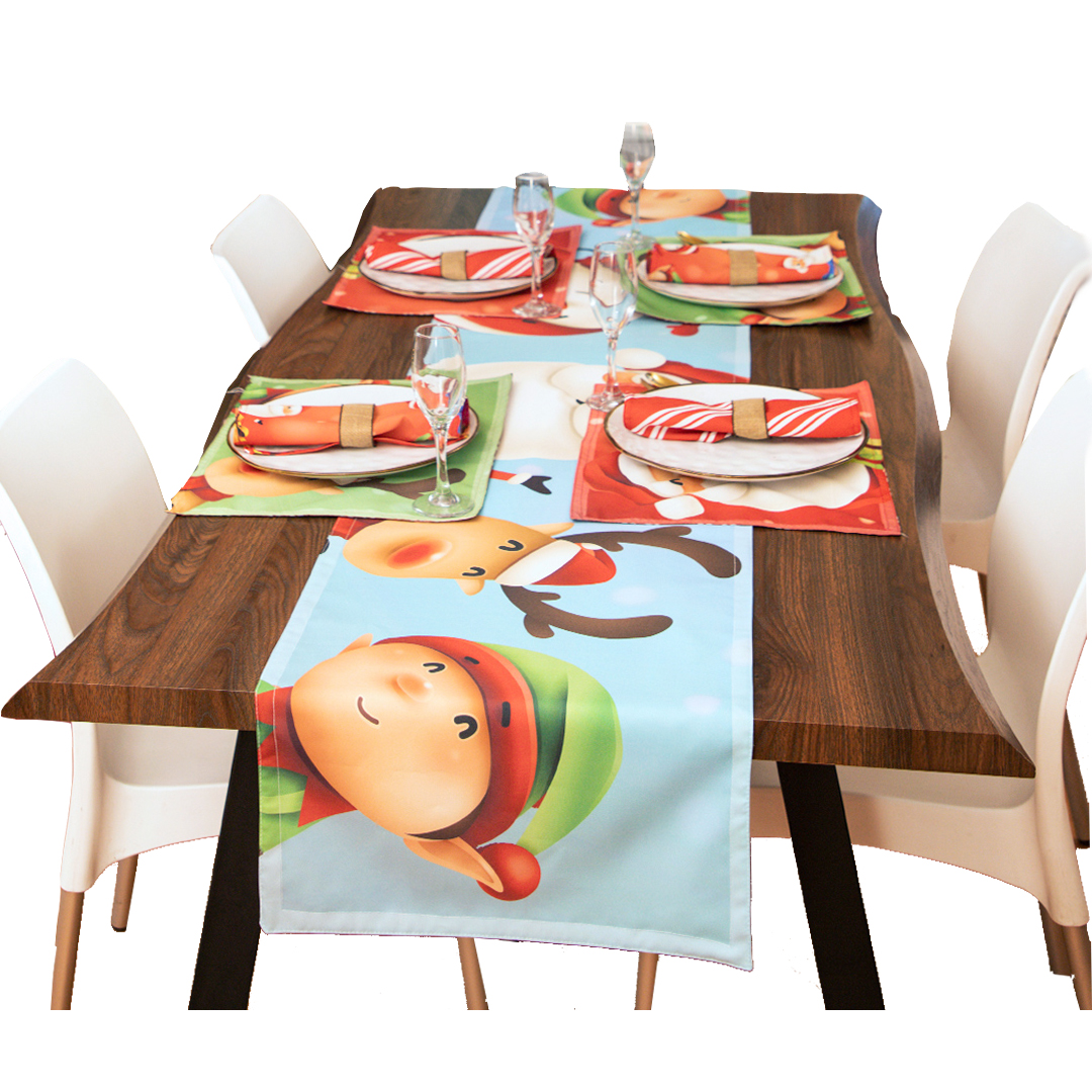 Camino De Mesa Béla Navideño 2.40m Largo X 40cm (6 Sillas) Santa Claus