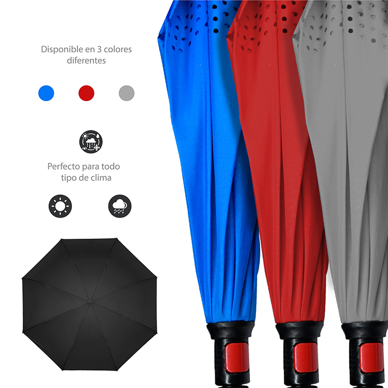 Sombrilla Paraguas Grande para LLuvia 3 Colores Distintos Red Baboon.