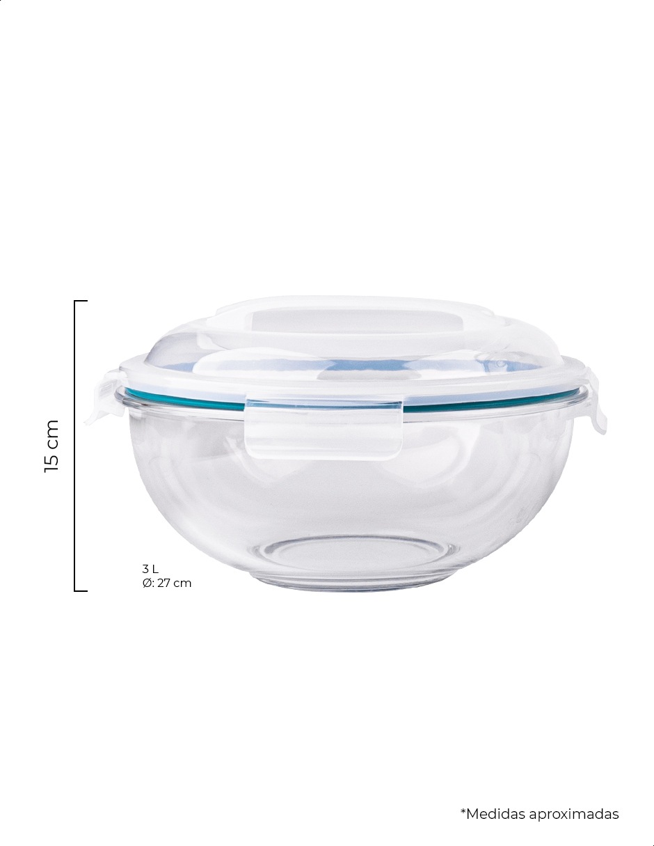 Set de 5 bowls de vidrio borosilicato con tapa Tutti