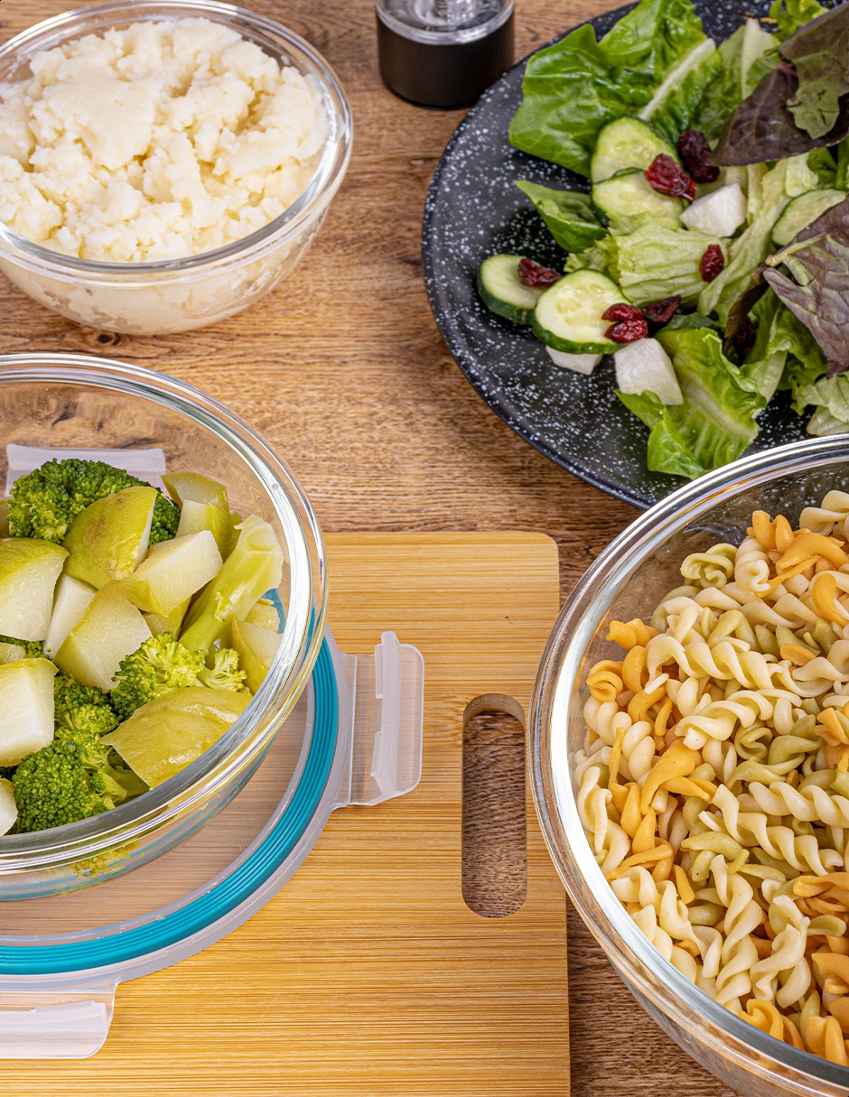 Set de 5 bowls de vidrio borosilicato con tapa Tutti