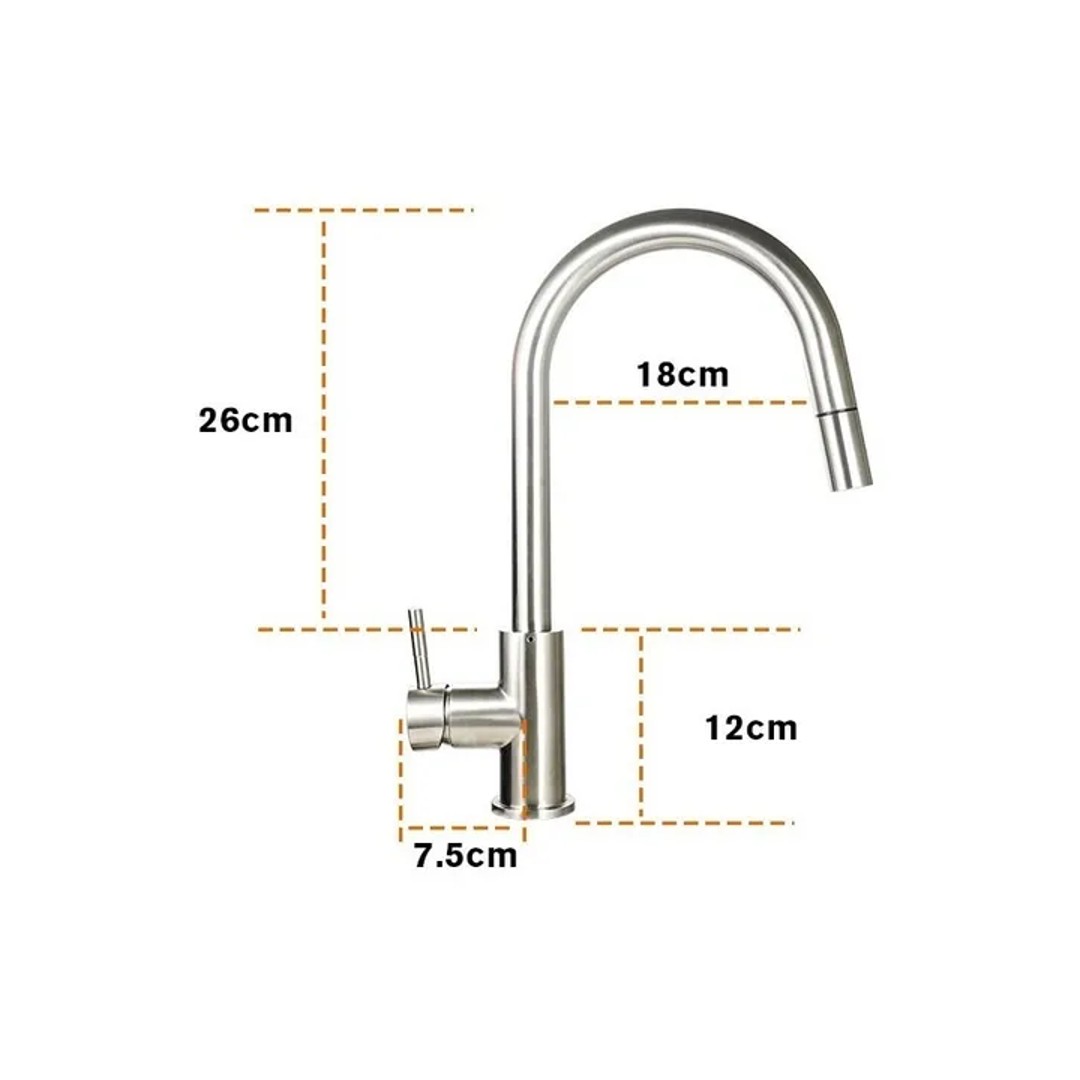 Monomando Llave Cocina Fregadero Grifo Acero Inoxidable 360