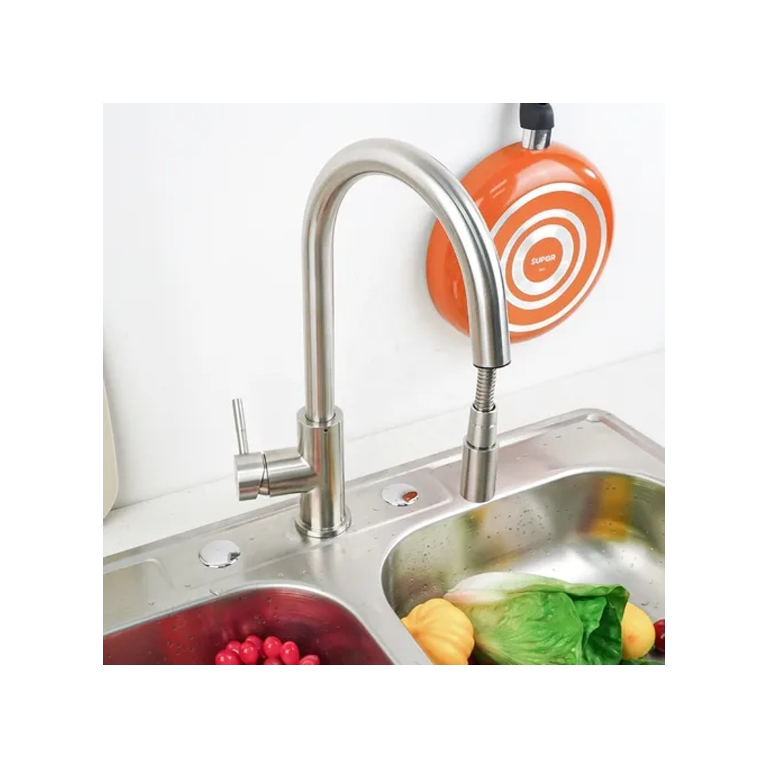 Monomando Llave Cocina Fregadero Grifo Acero Inoxidable 360