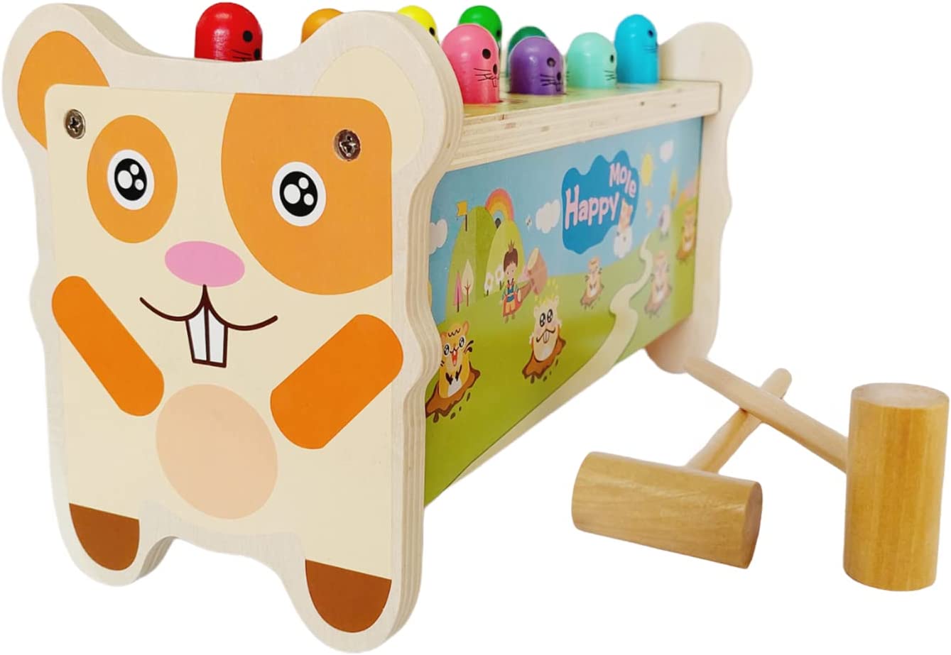 Juego golpea al topo con 2 mazos de madera