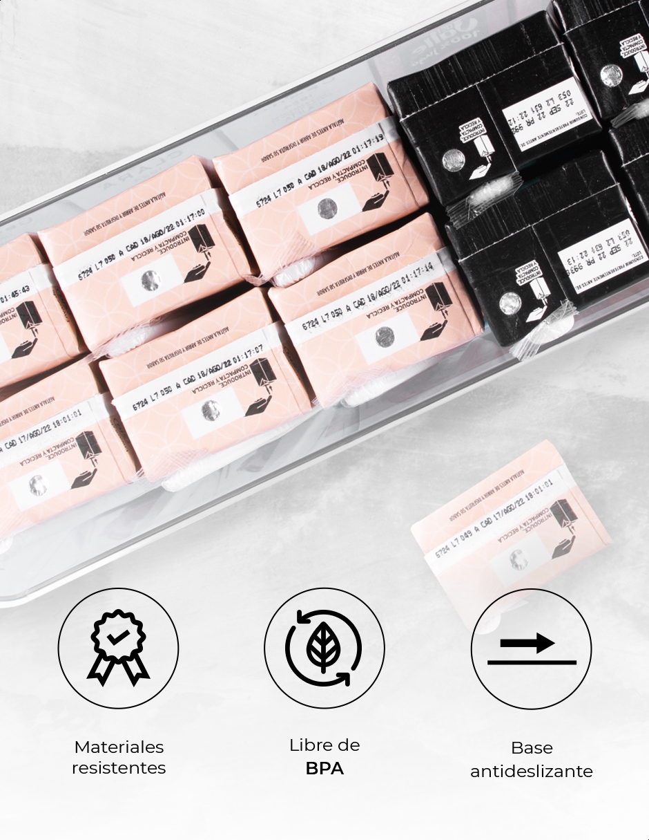 Set 4 contenedores acrílico antideslizantes 2 tamaños Tutti