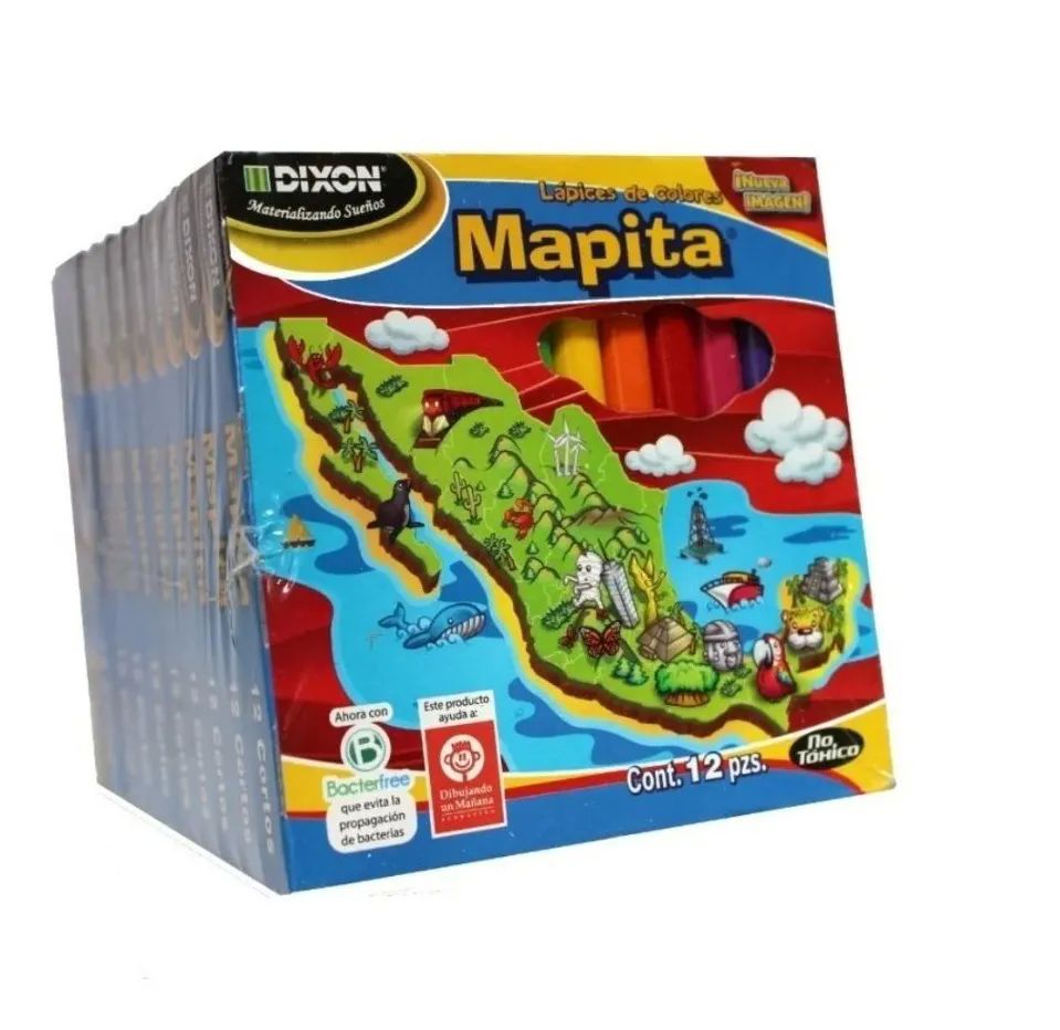 10 Cajas de Colores Mapita Con 12 Lapices Cortos
