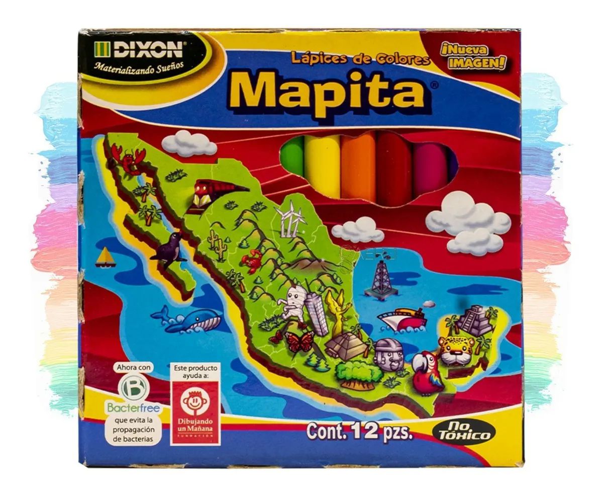 10 Cajas de Colores Mapita Con 12 Lapices Cortos