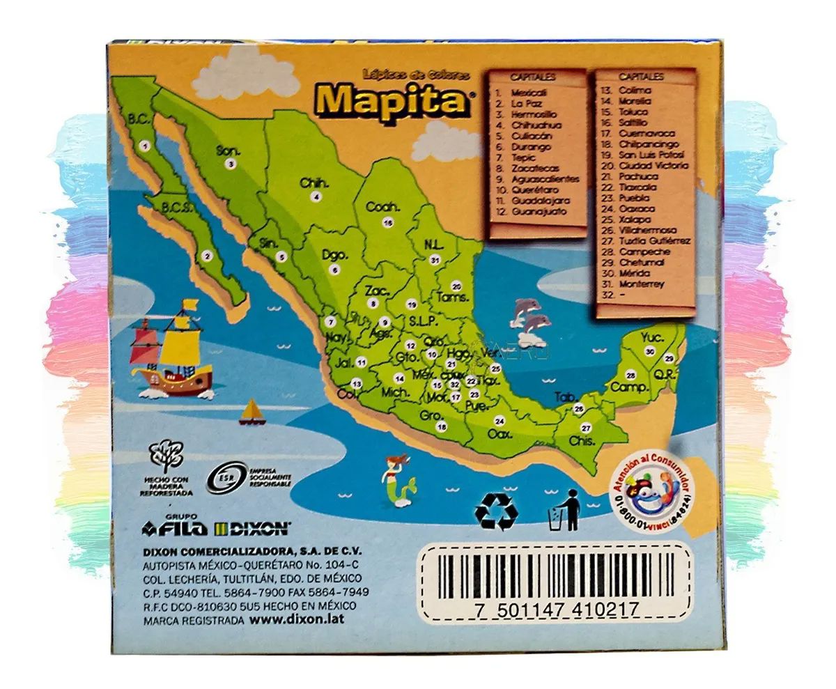 10 Cajas de Colores Mapita Con 12 Lapices Cortos