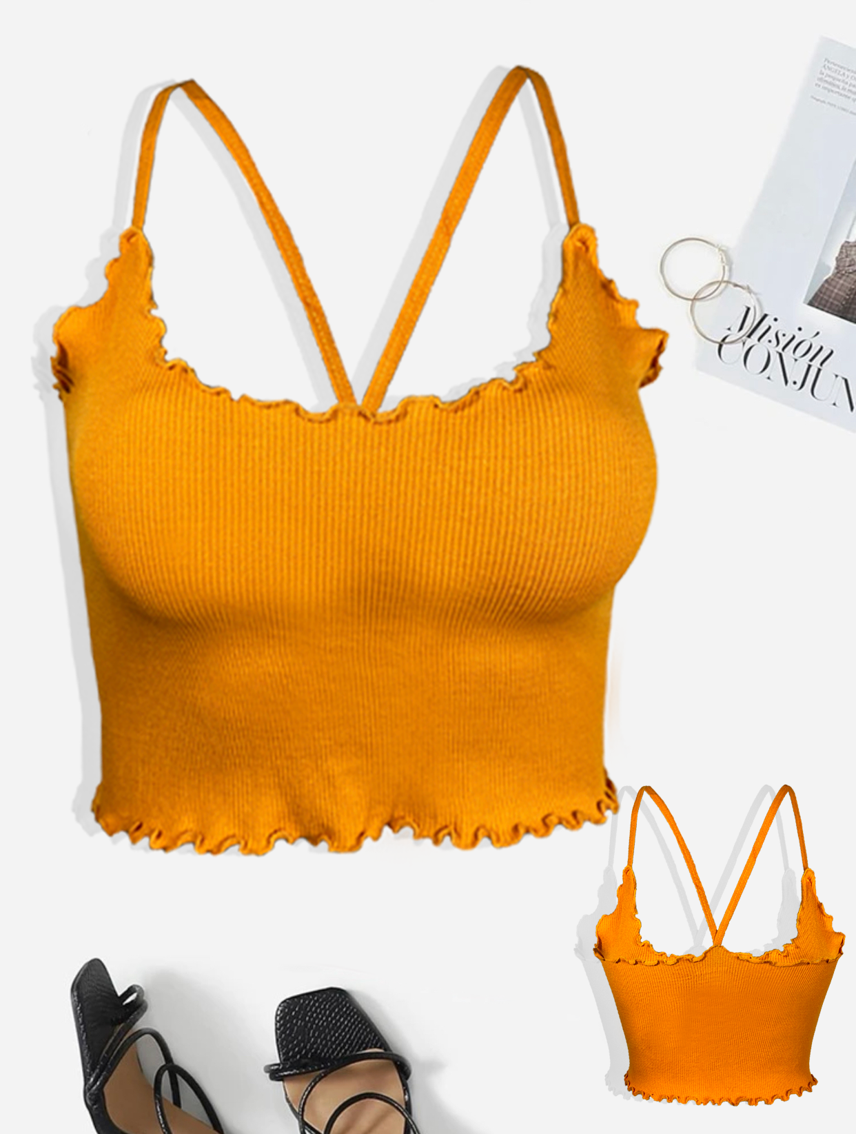 Blusa Top Para Dama CropTop Mujer Textura Canalé de Tirantes TOP-03