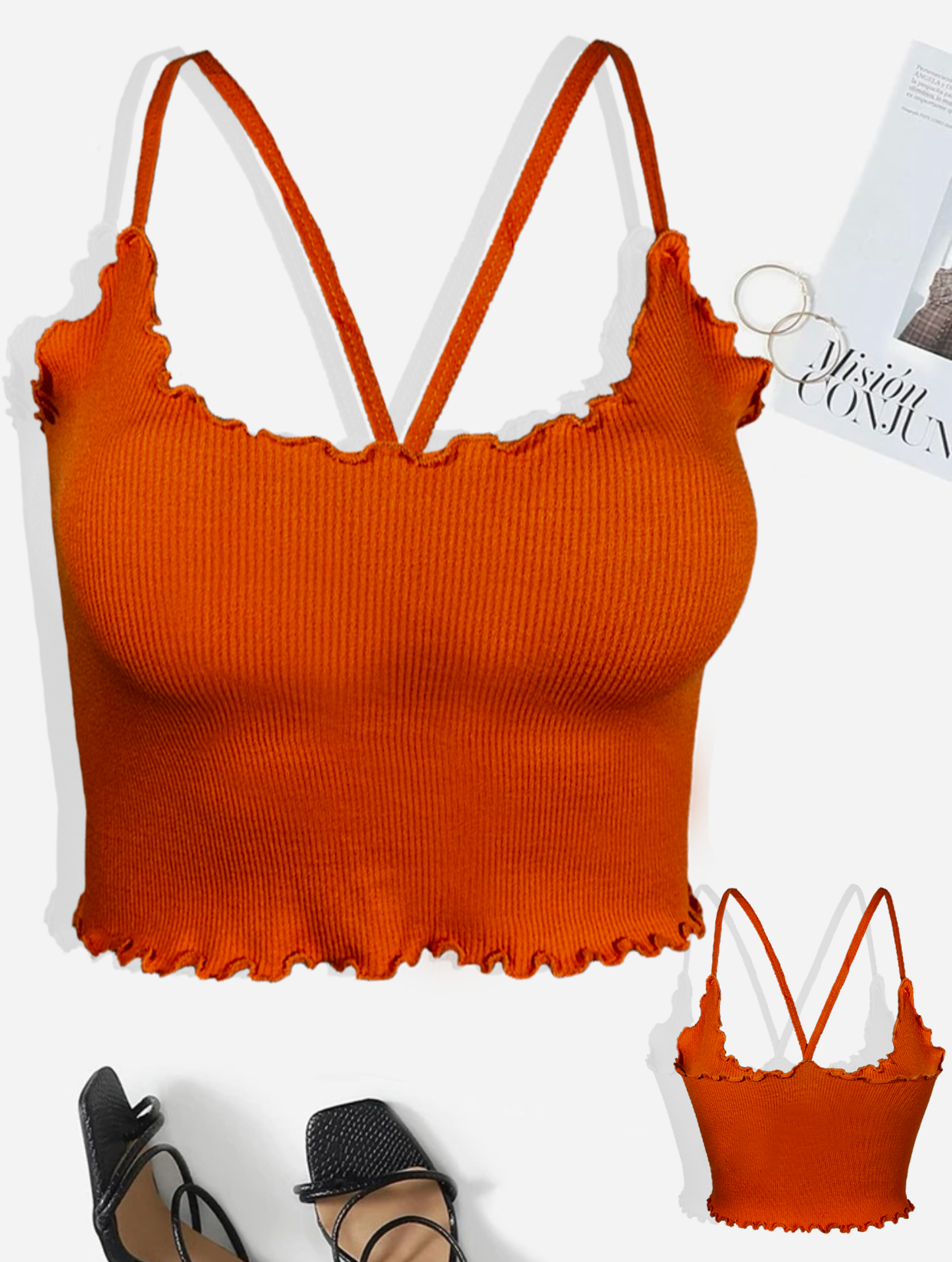 Blusa Top Para Dama CropTop Mujer Textura Canalé de Tirantes TOP-03