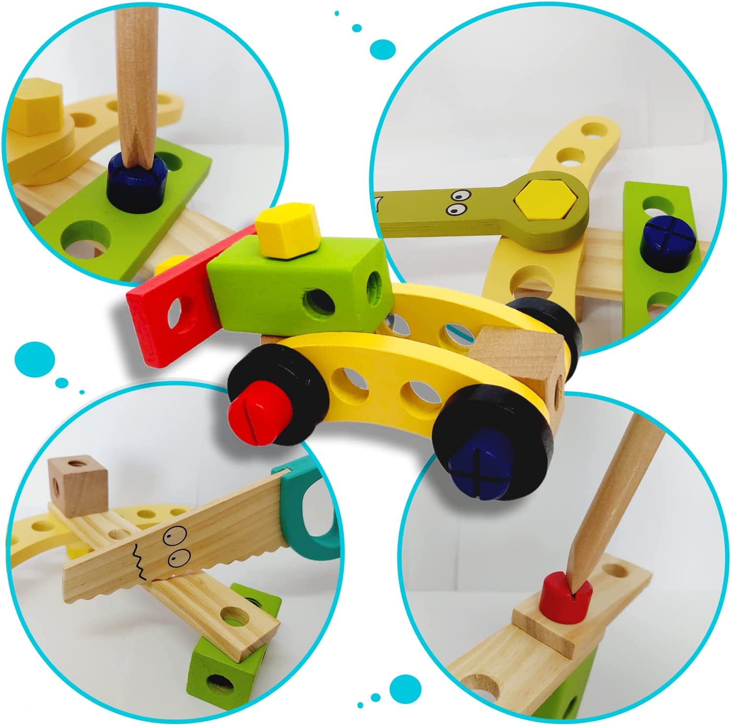 Juguetes de madera, juego de herramientas para niños, juguetes para juegos  de rol, caja de herramientas, juguetes para niños y niñas de 2, 3, 4, 5 y 6