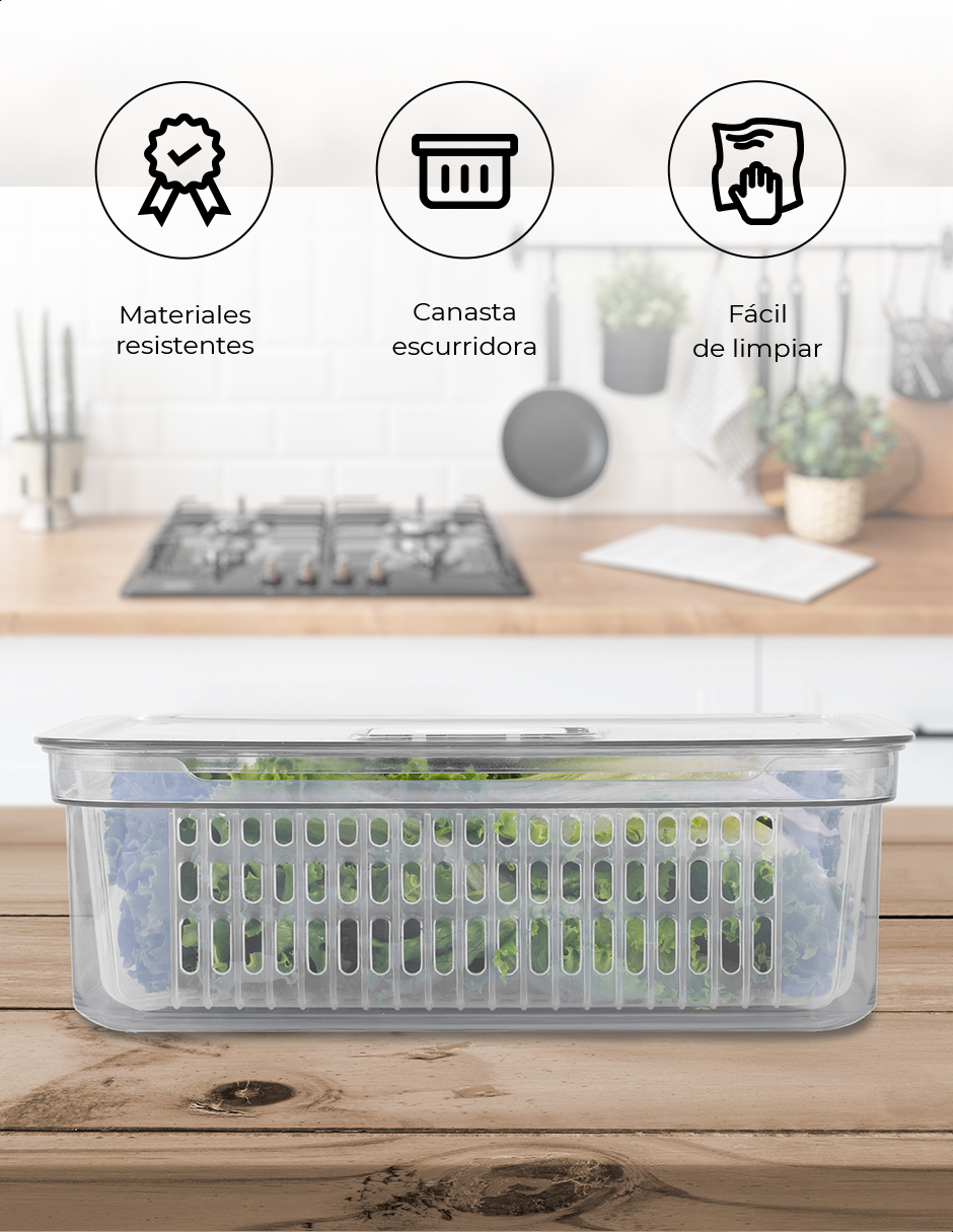 Set 2 contenedores con rejilla interior 3.6 L Tutti