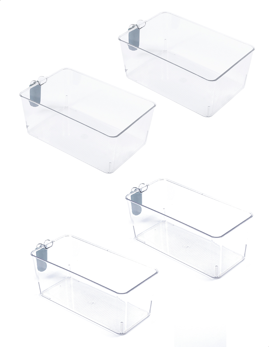 Set 4 contenedores de acrílico con asa chico y grande Tutti