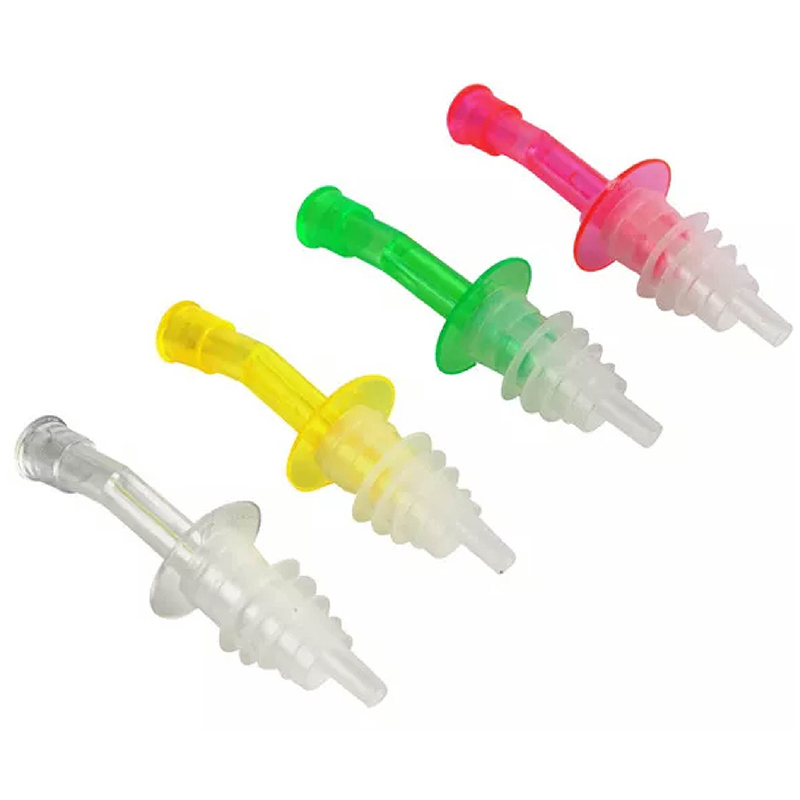 Vertedores CHIC-FANTASY de Botellas Set de 12 pzs varios colores Boquilla para verter liquidos, dispensador de licor cónico con tapas de plástico para el polvo