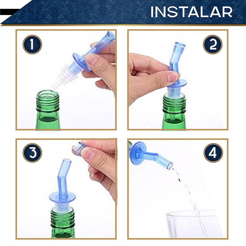 Vertedores CHIC-FANTASY de Botellas Set de 12 pzs varios colores Boquilla para verter liquidos, dispensador de licor cónico con tapas de plástico para el polvo