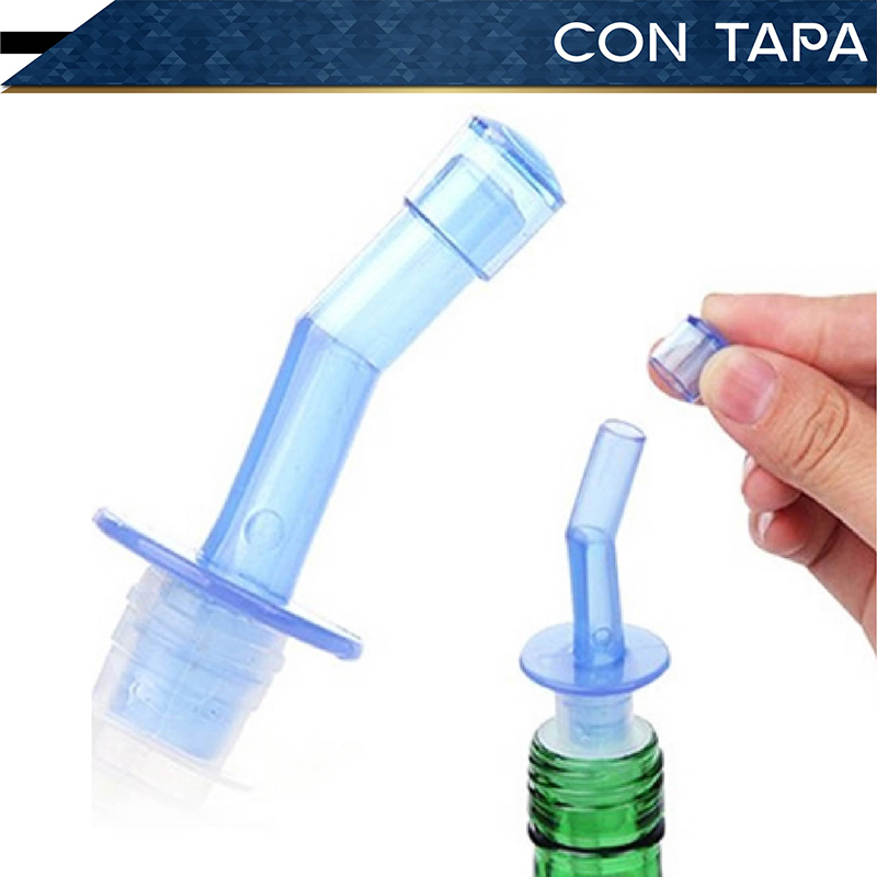 Vertedores CHIC-FANTASY de Botellas Set de 12 pzs varios colores Boquilla para verter liquidos, dispensador de licor cónico con tapas de plástico para el polvo