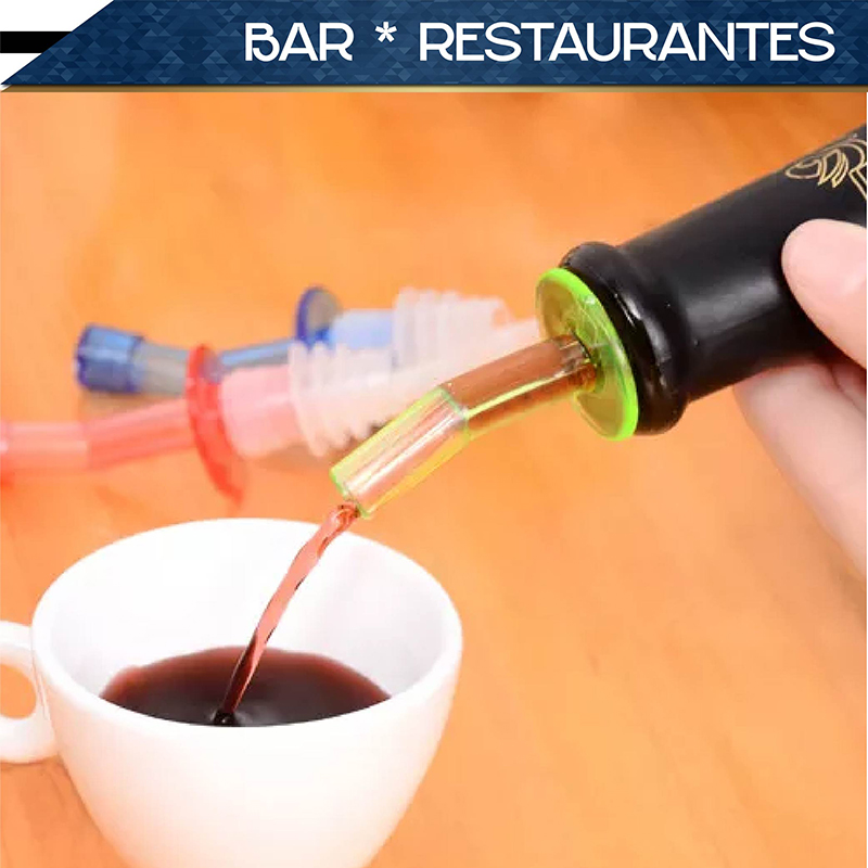 Vertedores CHIC-FANTASY de Botellas Set de 12 pzs varios colores Boquilla para verter liquidos, dispensador de licor cónico con tapas de plástico para el polvo