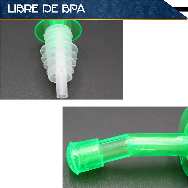 Vertedores CHIC-FANTASY de Botellas Set de 12 pzs varios colores Boquilla para verter liquidos, dispensador de licor cónico con tapas de plástico para el polvo
