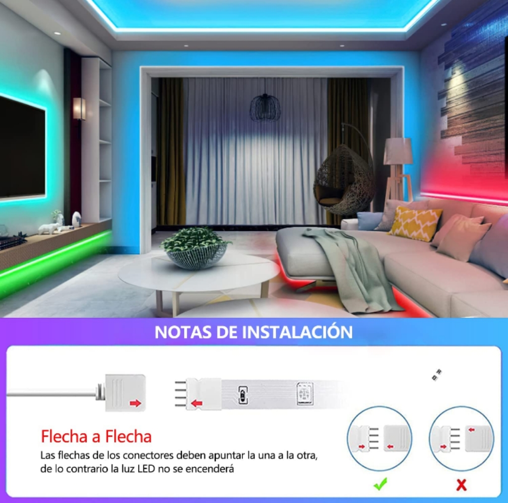 40 Metros Tira luz led Bluetooth inteligente flexible 