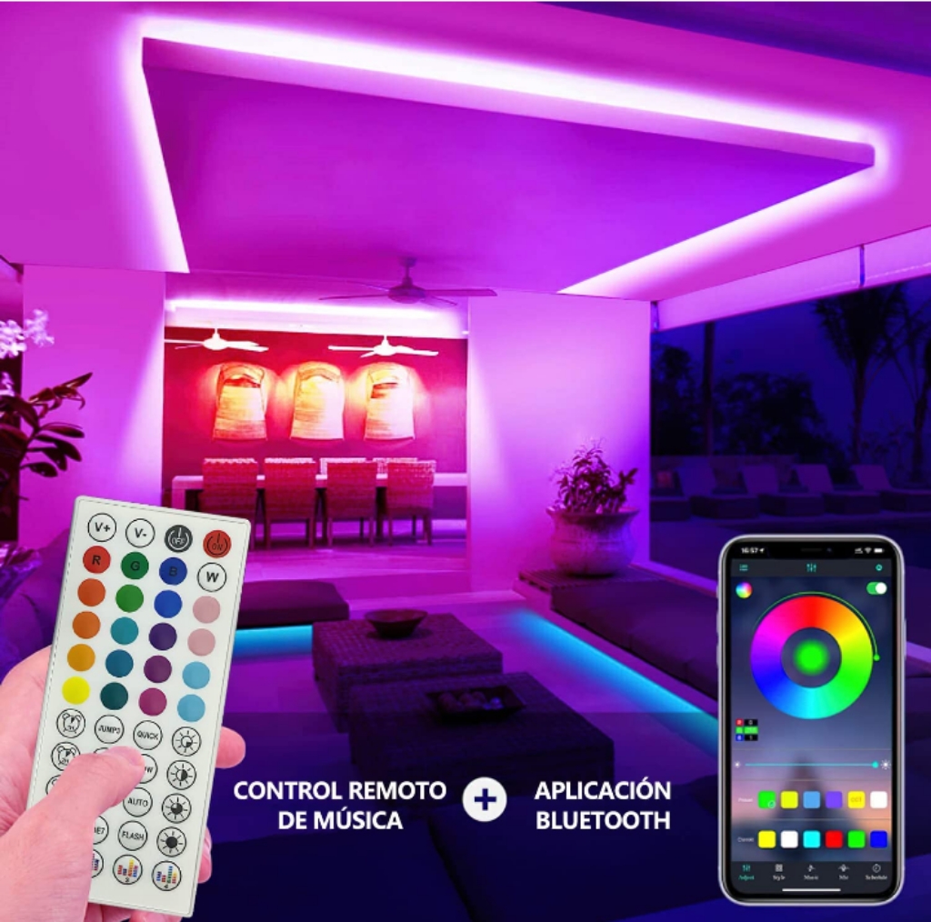 40 Metros Tira luz led Bluetooth inteligente flexible 
