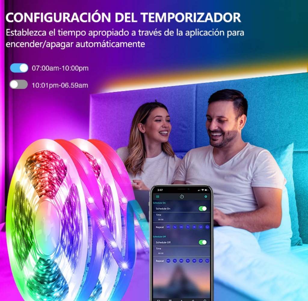 40 Metros Tira luz led Bluetooth inteligente flexible 