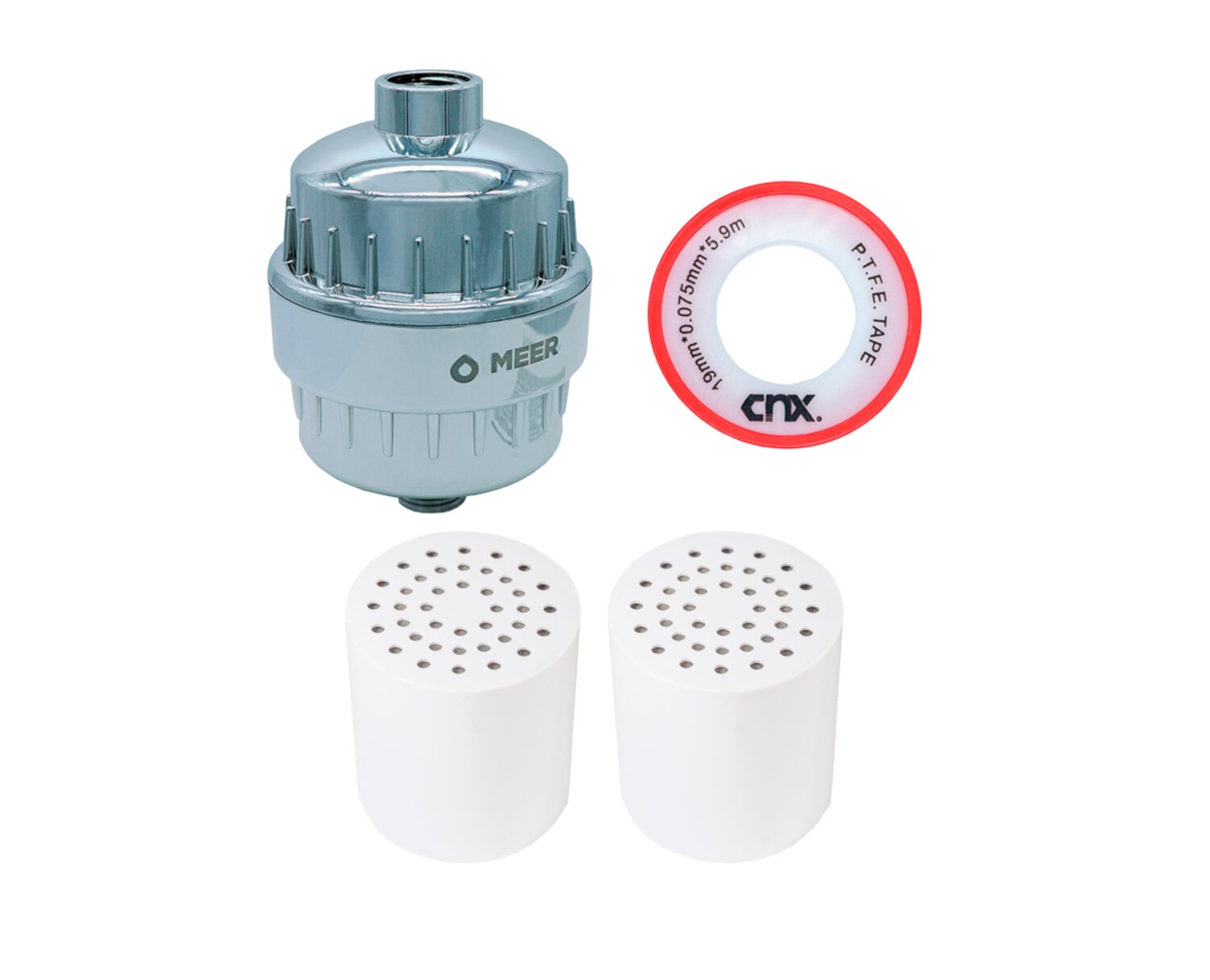 Filtro Cromado De Agua Para Regadera, Incluye Dos Repuestos.