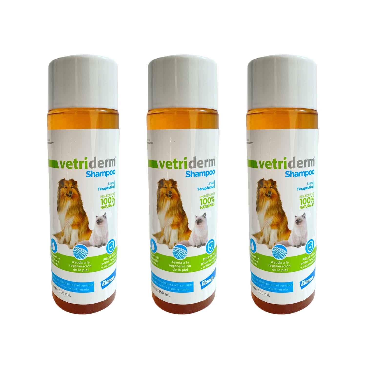 PACK 3 VETRIDERM SHAMPOO DERMATOLOGICO 350 ML
