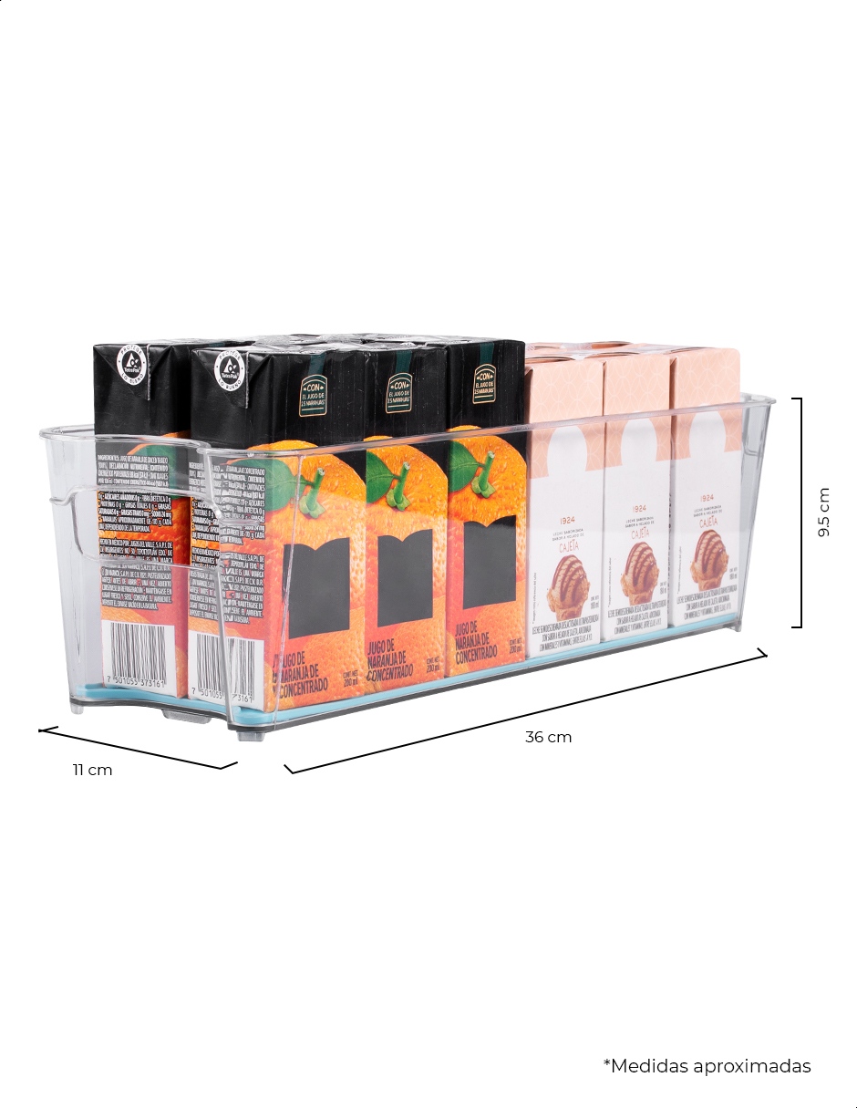 Contenedor acrílico refrigerador antideslizante largo Tutti