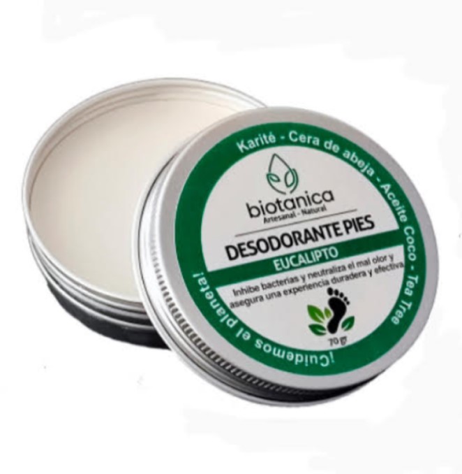 Desodorante para pies aroma eucalipto ingredientes naturales marca Botanica elimina mal olor