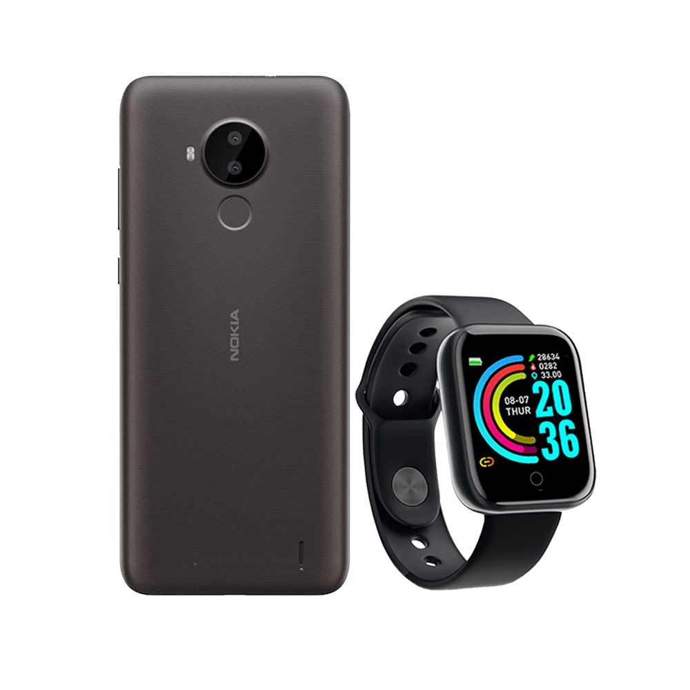 Nokia C30 Gris 64GB Dual SIM+ Smartwatch bracalet Negro