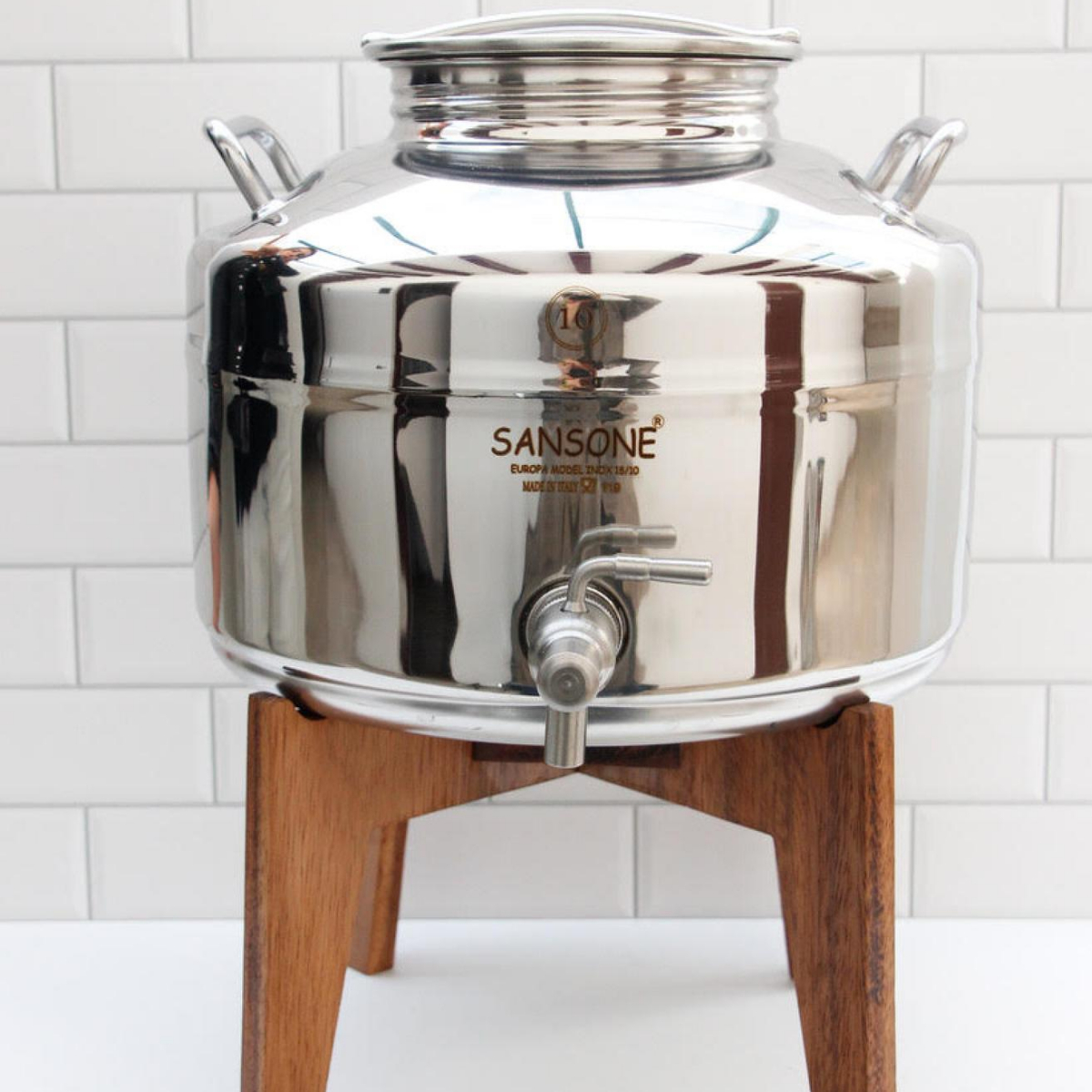 SANSONE Vitrolero Dispensador de Agua Fría de Acero Inoxidable con Base Garrafón Oculto Ecológico Aguaje Despachador de Agua de 10 litros