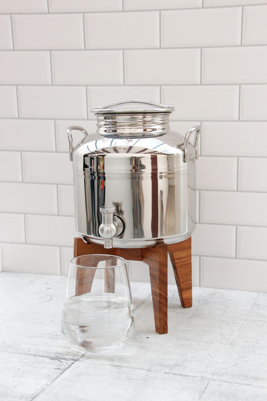 SANSONE Vitrolero Dispensador de Agua Fría de Acero Inoxidable con Base Garrafón Oculto Ecológico Aguaje Despachador de Agua de 3 litros