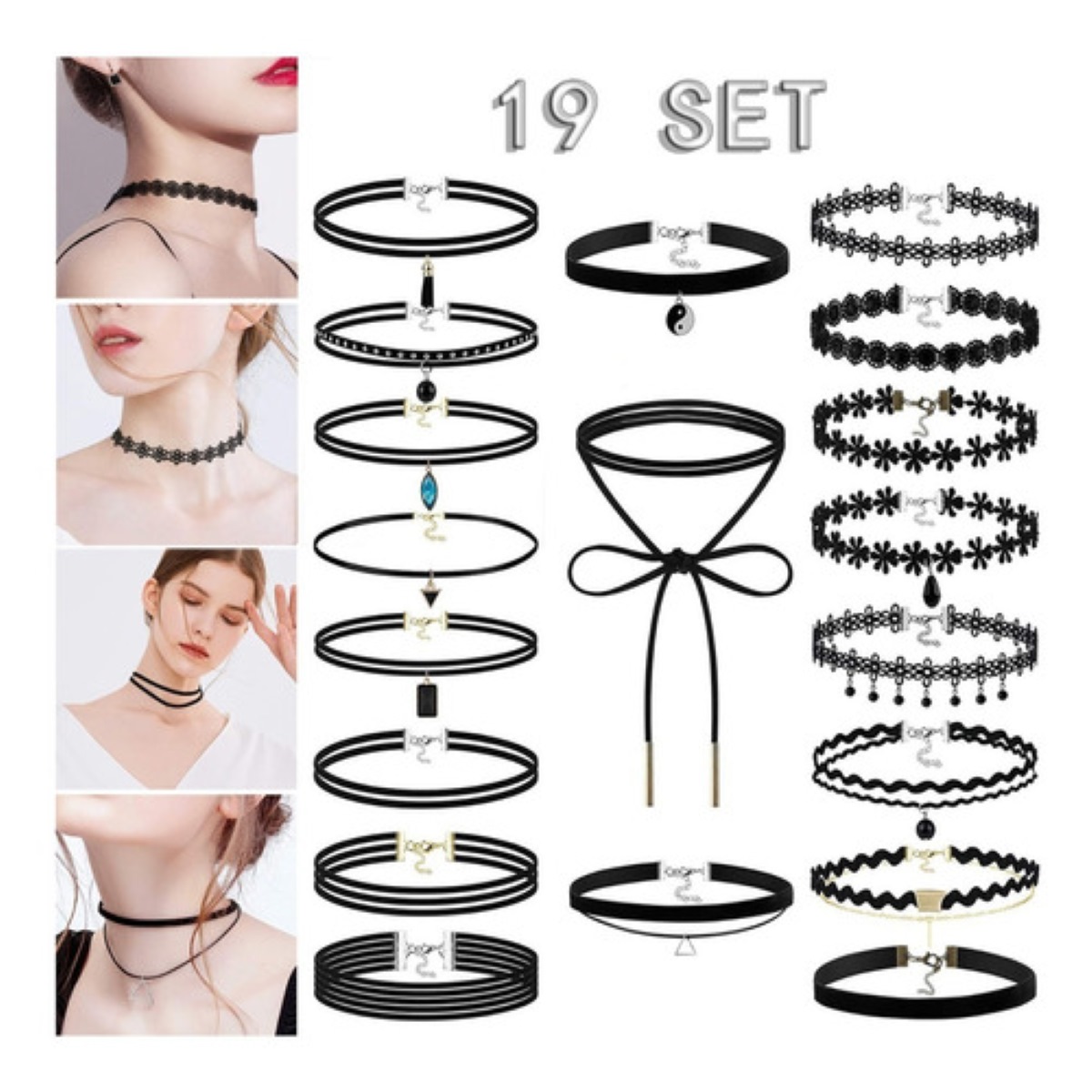 19 Gargantillas Choker Black 