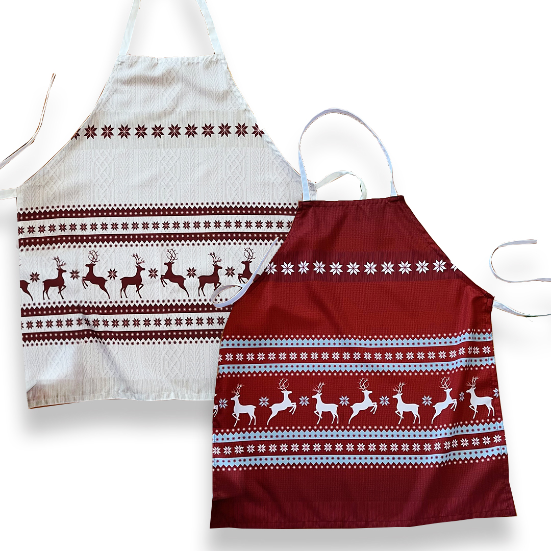 Set De 2 Mandiles Béla Navideños 55cm Largo X 70cm Ancho Renos