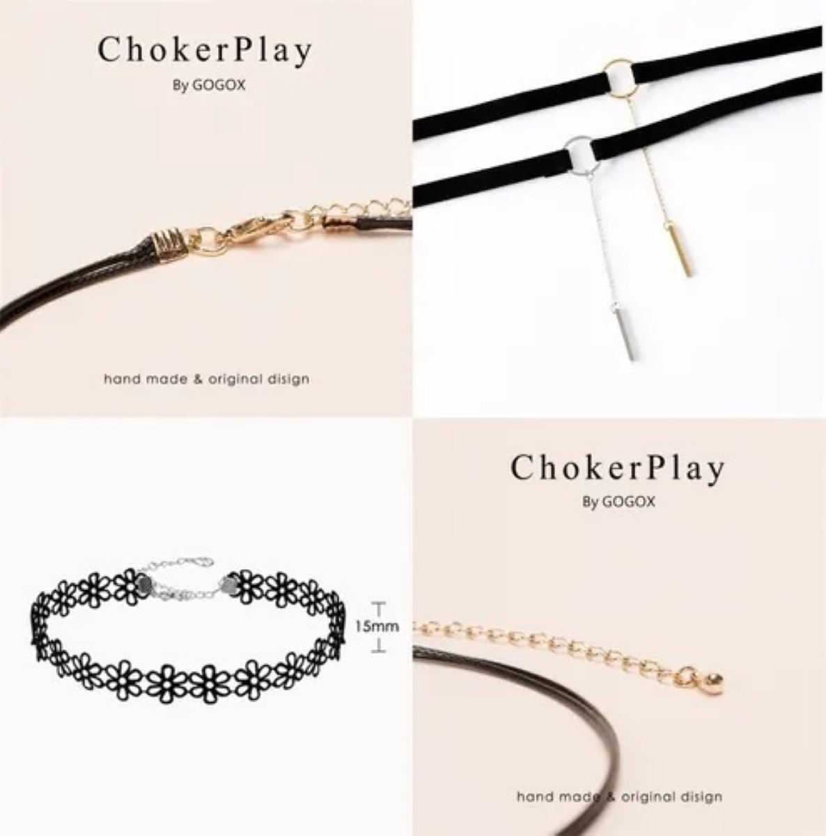 12 Gargantillas Choker Black 