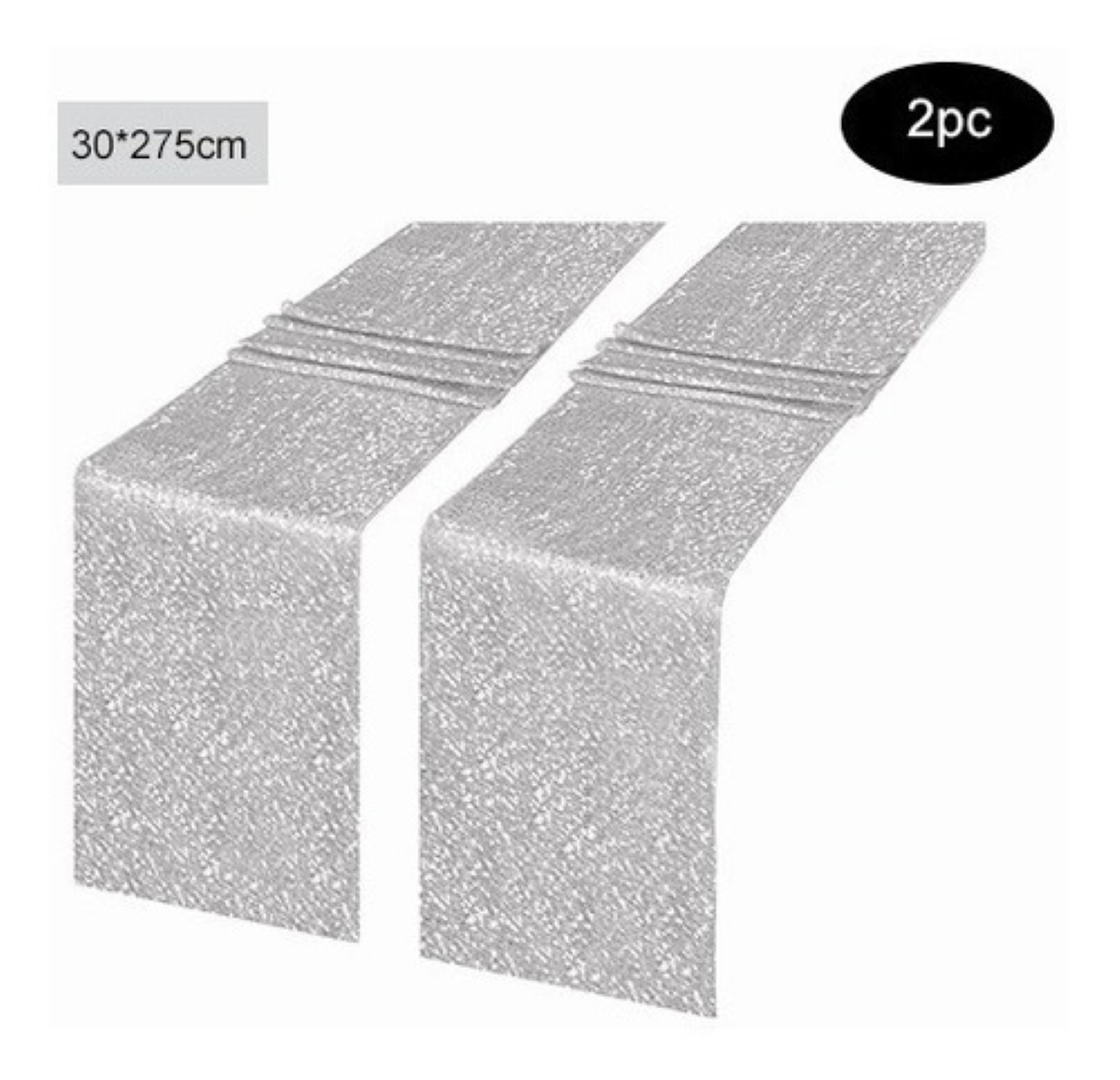 2 Pz  Caminos De Mesa Con Lentejuelas Plateado 