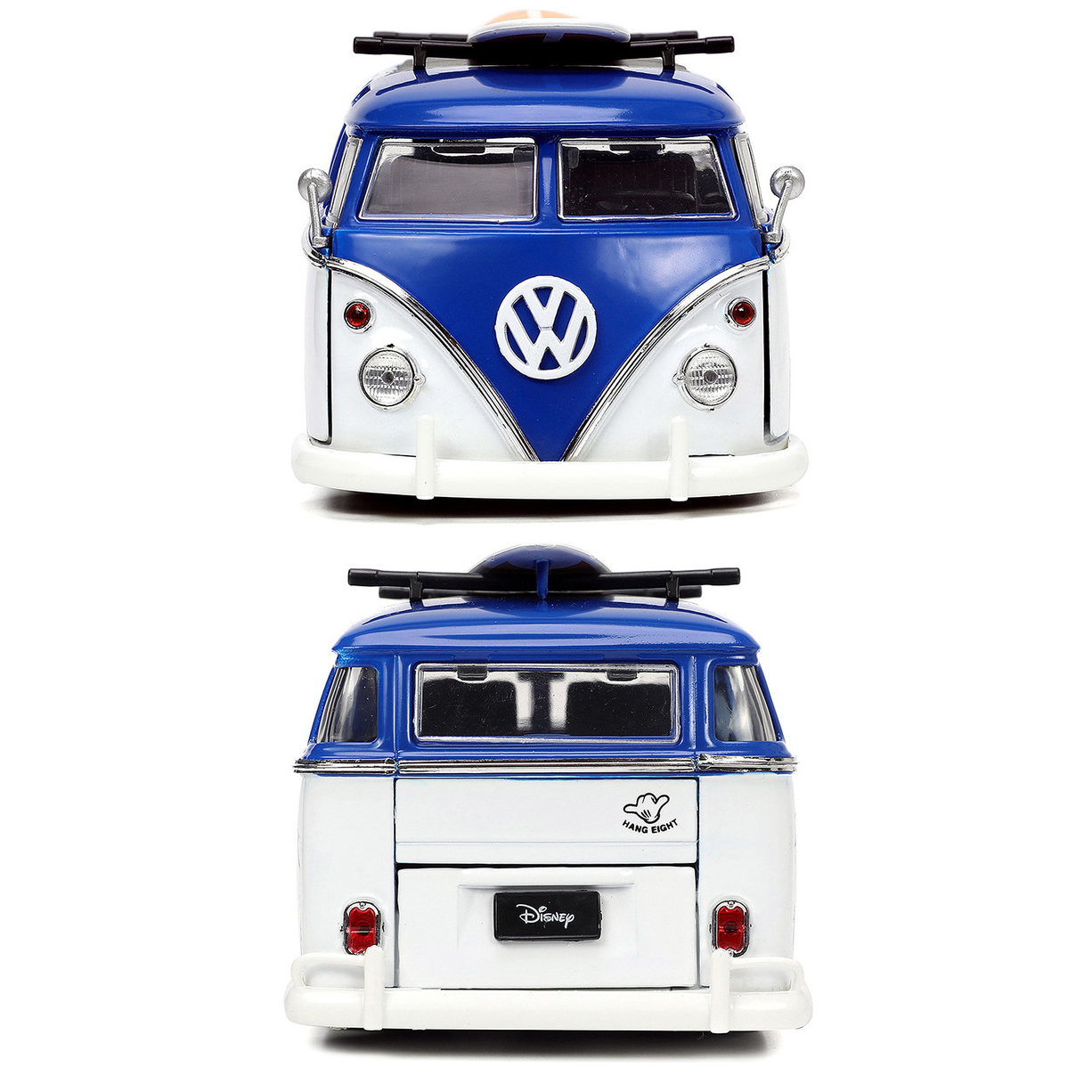 Volkswagen T1 Bus "Nostalgic Islands Ride the Wave" con Figura Mickey Mouse Surfboard Disney Jada Toys Escala 1:24