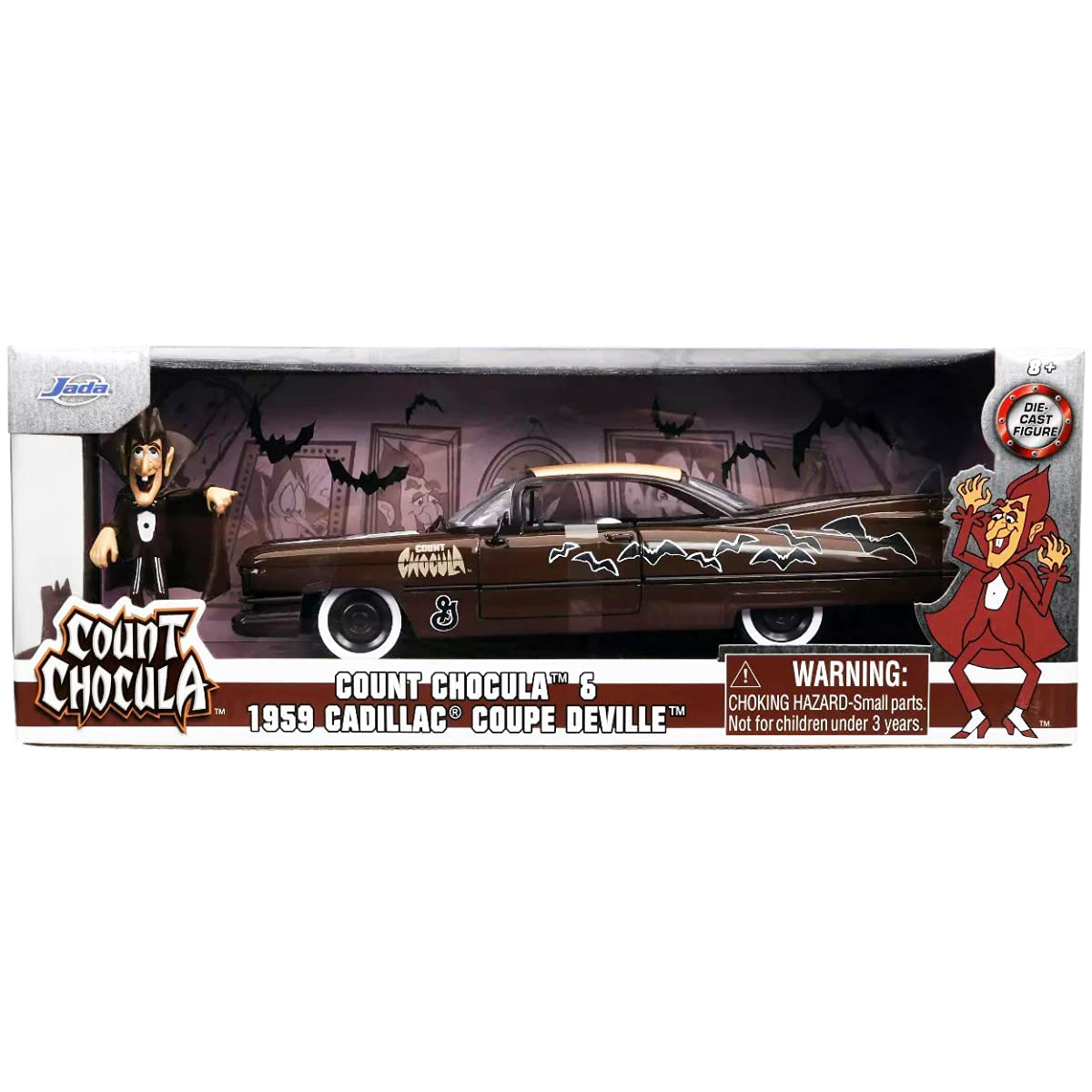 1959 Cadillac Coupe Deville con Figura Count Chocula Conde Hollywood Rides Jada Toys Escala 1:24