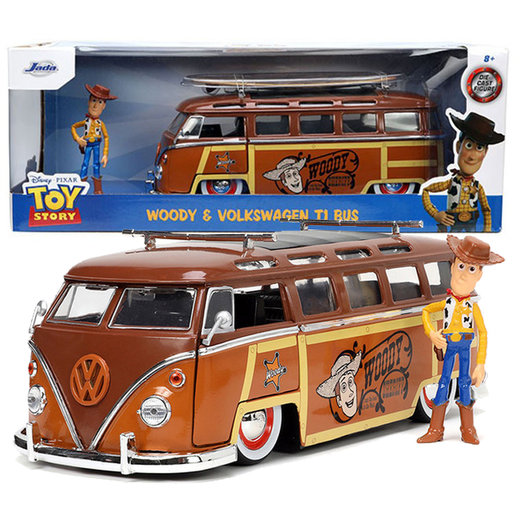 Volkswagen T1 Bus Brown Combi con Figura Sheriff Woody Toy Story Disney Pixar Hollywood Rides Jada Toys Escala 1:24