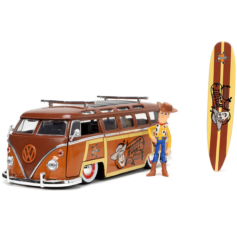 Volkswagen T1 Bus Brown Combi con Figura Sheriff Woody Toy Story Disney Pixar Hollywood Rides Jada Toys Escala 1:24